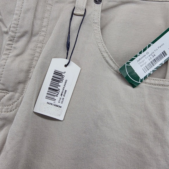 Johnnie O Hugo Straight Fit Pants Beige Men's Size 33x34 Cotton Blend New - Picture 4 of 11